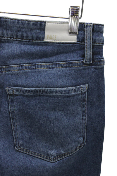 Paige Women Bootcut Jeans Blue High Rise Button Fly Cotton 30 Inseam Size 28