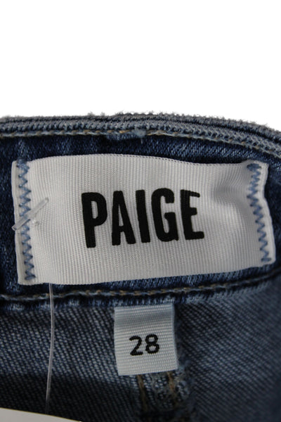 Paige Women Bootcut Jeans Blue High Rise Button Fly Cotton 30 Inseam Size 28