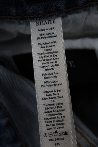 Khaite Women Wide-Leg Jeans Blue Cotton High-Rise Size 32