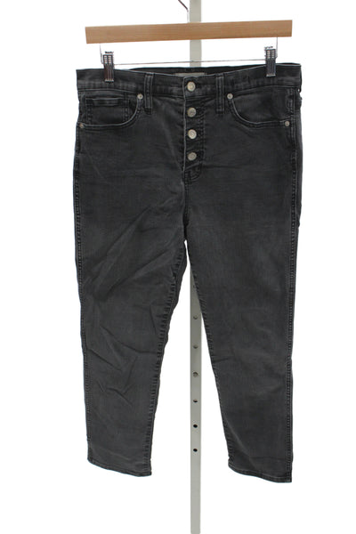 Madewell Women Cropped High Rise Black Cotton Jeans Size 29
