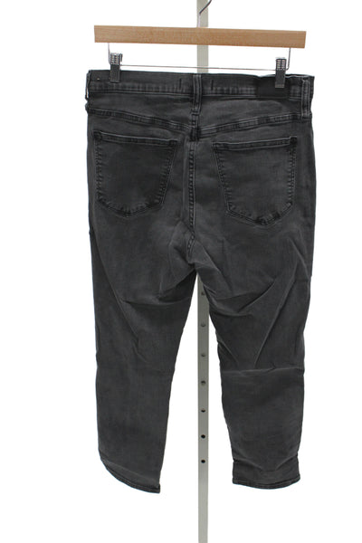 Madewell Women Cropped High Rise Black Cotton Jeans Size 29