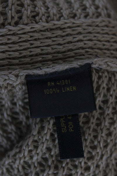 Polo Ralph Lauren Women Pullover Sweater Beige Linen Boat Neck Size M