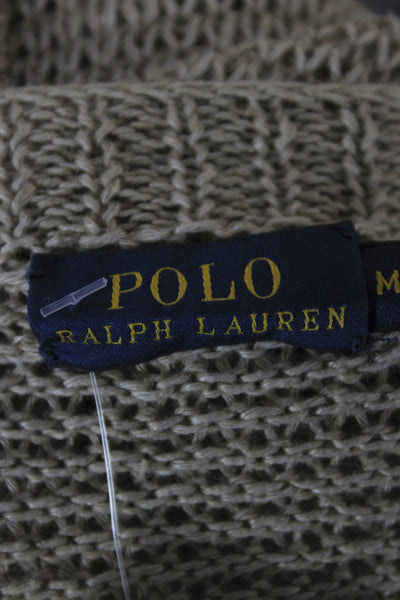 Polo Ralph Lauren Women Pullover Sweater Beige Linen Boat Neck Size M