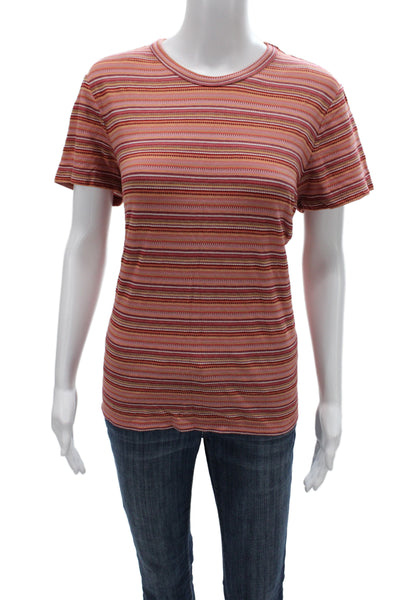 Marine Layer Women Striped Crew Neck Short Sleeve T-Shirt Multicolor Size M