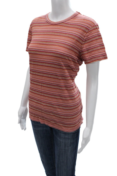 Marine Layer Women Striped Crew Neck Short Sleeve T-Shirt Multicolor Size M