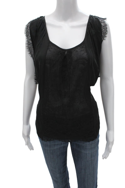 Joie Womens Silk Camisole Black Scoop Neck Bohemian Size M