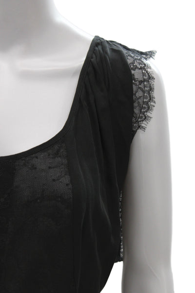 Joie Womens Silk Camisole Black Scoop Neck Bohemian Size M