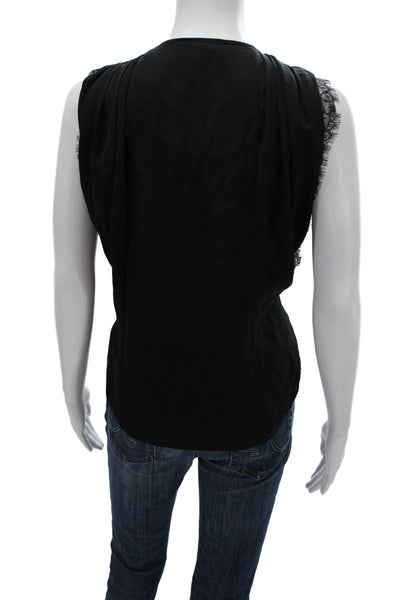 Joie Womens Silk Camisole Black Scoop Neck Bohemian Size M