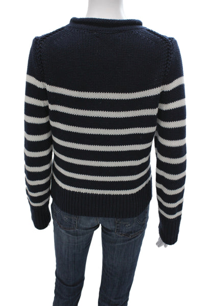 J Crew Womens Pullover Striped Cotton Crew Neck Blue Nautical Size XS