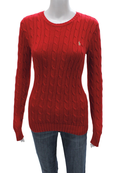 Polo Ralph Lauren Women Red Cotton Pullover Sweater Crewneck Size S