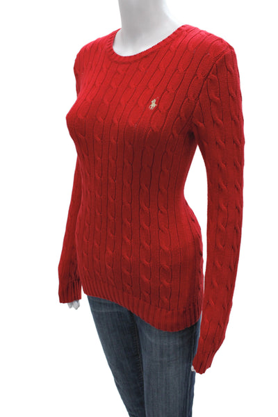 Polo Ralph Lauren Women Red Cotton Pullover Sweater Crewneck Size S