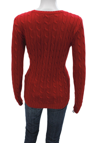 Polo Ralph Lauren Women Red Cotton Pullover Sweater Crewneck Size S