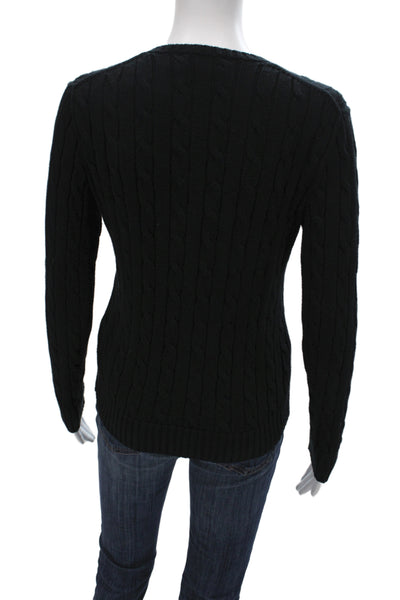 Polo Ralph Lauren Women V Neck Pima Cotton Pullover Sweater Black Size S