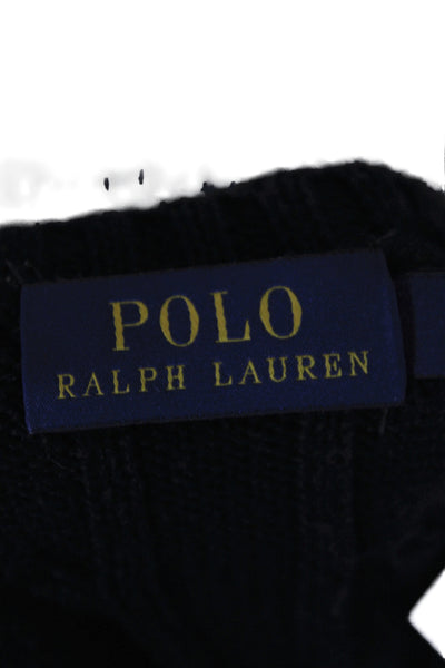Polo Ralph Lauren Women V Neck Pima Cotton Pullover Sweater Black Size S