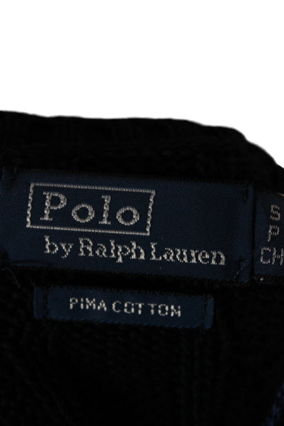 Polo Ralph Lauren Women V Neck Pima Cotton Pullover Sweater Black Size S