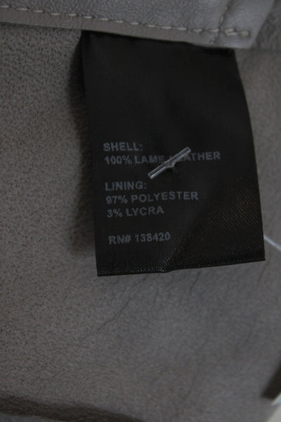 Carlisle Women Trench Coat Gray Lamb Leather Button Long Sleeve Size 10