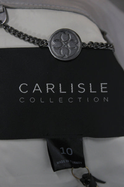 Carlisle Women Trench Coat Gray Lamb Leather Button Long Sleeve Size 10