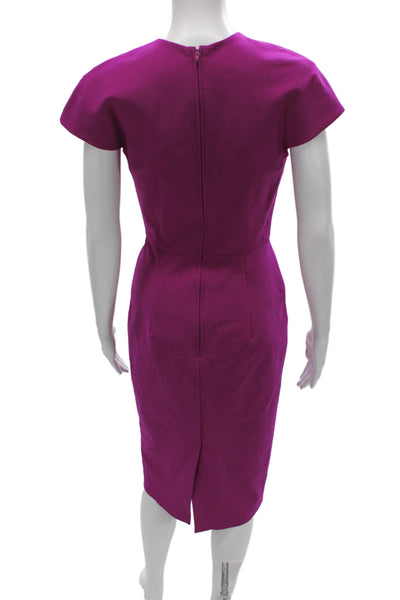 Greta Constantine Women Purple V-Neck Sheath Dress Mid-Calf Zip Size S