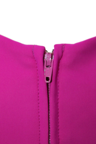 Greta Constantine Women Purple V-Neck Sheath Dress Mid-Calf Zip Size S