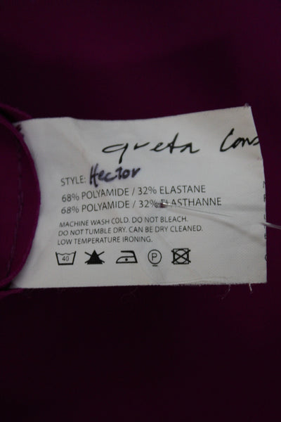 Greta Constantine Women Purple V-Neck Sheath Dress Mid-Calf Zip Size S