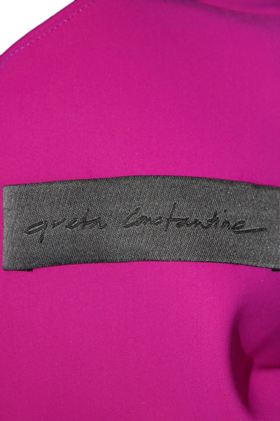 Greta Constantine Women Purple V-Neck Sheath Dress Mid-Calf Zip Size S
