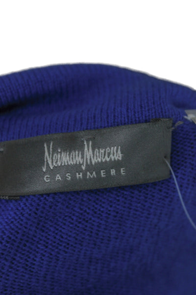 Neiman Marcus Women Blue Cashmere Cowl Neck Sleeveless Midi Sweater Dress Size L