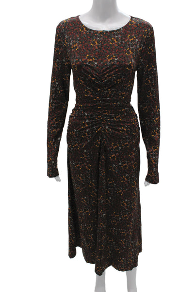 M.M. Lafleur Women Sheath Dress Floral Longsleeve Viscose Maxi Size M