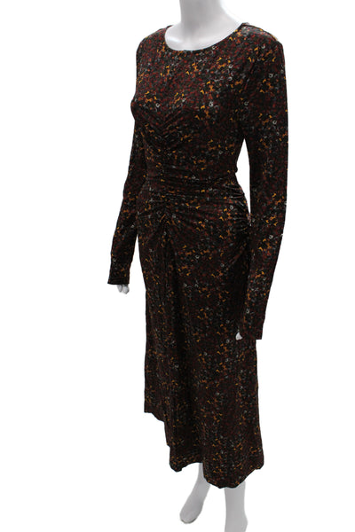M.M. Lafleur Women Sheath Dress Floral Longsleeve Viscose Maxi Size M