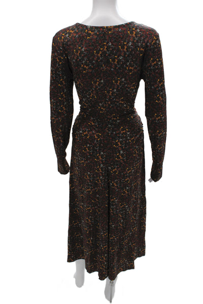 M.M. Lafleur Women Sheath Dress Floral Longsleeve Viscose Maxi Size M