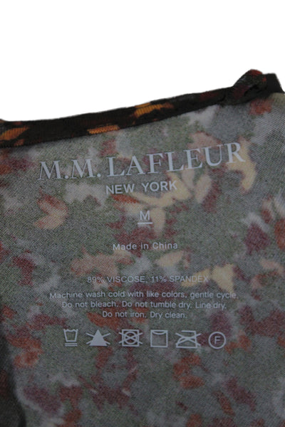 M.M. Lafleur Women Sheath Dress Floral Longsleeve Viscose Maxi Size M