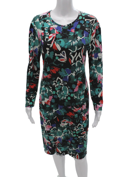 Prabal Gurung Women Sheath Dress Floral Round Neck Long Sleeve Size M