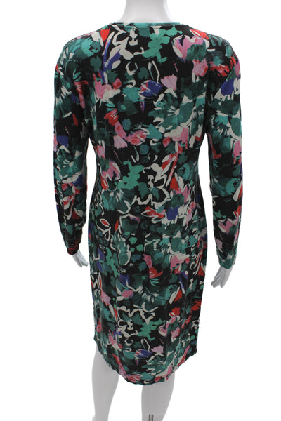 Prabal Gurung Women Sheath Dress Floral Round Neck Long Sleeve Size M
