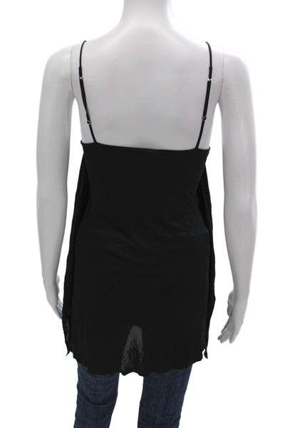 Josie Natori Women Black Square Neck Spaghetti Strap Tank Size M