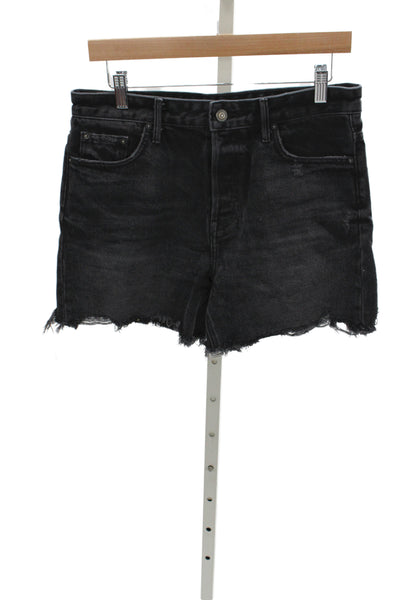 Grlfrnd Womens Cut-Off Black Cotton Shorts Size 28