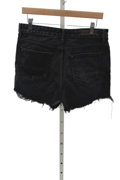 Grlfrnd Womens Cut-Off Black Cotton Shorts Size 28