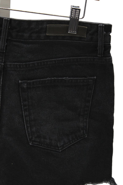 Grlfrnd Womens Cut-Off Black Cotton Shorts Size 28