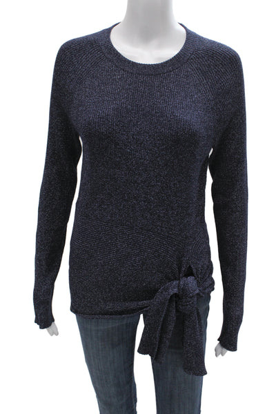 3.1 Phillip Lim Womens Metallic Blue Crew Neck Pullover Long Sleeve Size L