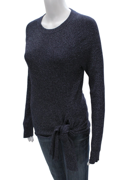 3.1 Phillip Lim Womens Metallic Blue Crew Neck Pullover Long Sleeve Size L