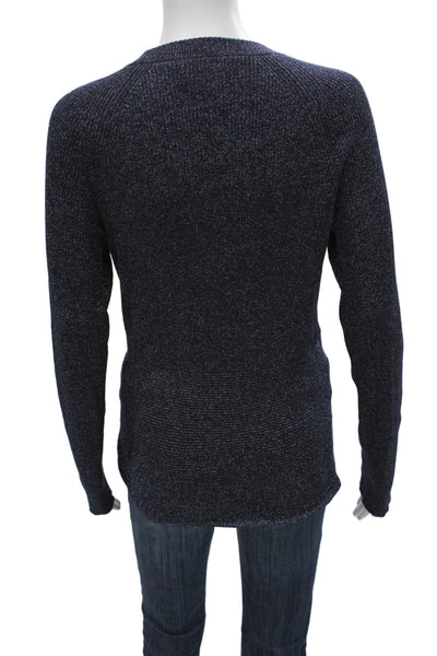 3.1 Phillip Lim Womens Metallic Blue Crew Neck Pullover Long Sleeve Size L