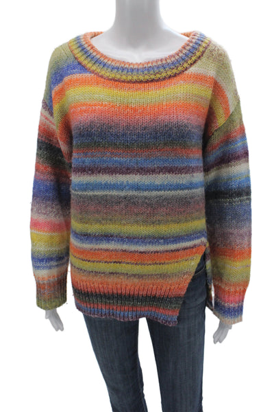 Cinq A Sept Women Pullover Multicolor Striped Scoop Neck Wool Size M