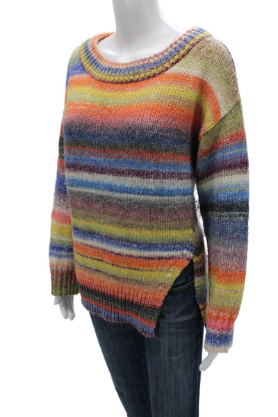 Cinq A Sept Women Pullover Multicolor Striped Scoop Neck Wool Size M
