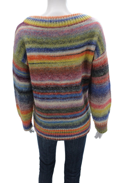 Cinq A Sept Women Pullover Multicolor Striped Scoop Neck Wool Size M