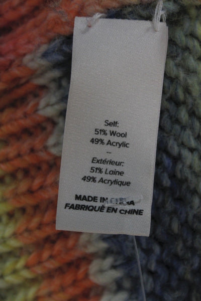 Cinq A Sept Women Pullover Multicolor Striped Scoop Neck Wool Size M