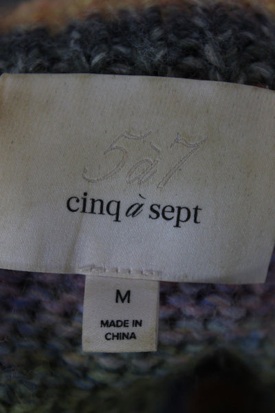 Cinq A Sept Women Pullover Multicolor Striped Scoop Neck Wool Size M