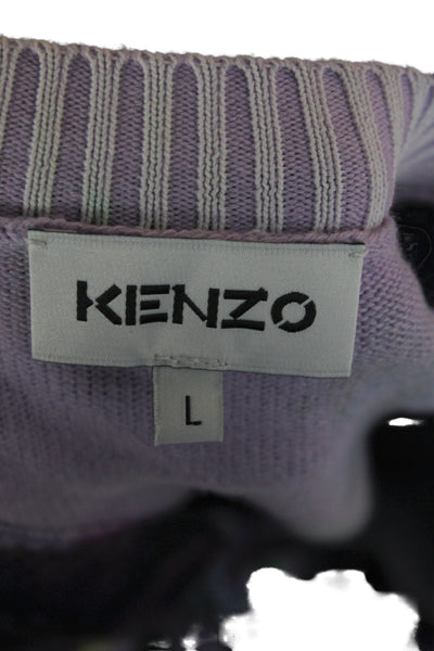 Kenzo Womens Purple Floral V-Neck Cardigan Long Sleeve Size L