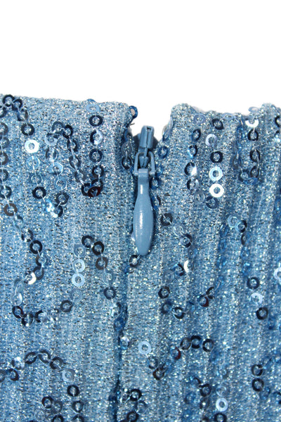 Stine goya Women Shift Dress Sleeveless Round Neck Sequin Blue Size M