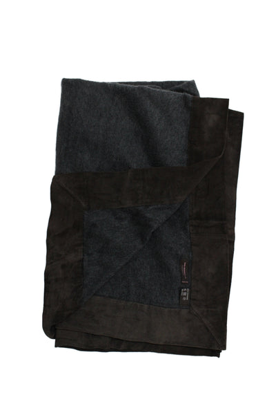 Rani Arabella Unisex Adult Cashmere Throw Blanket Grey Chocolate Brown 52"X40"