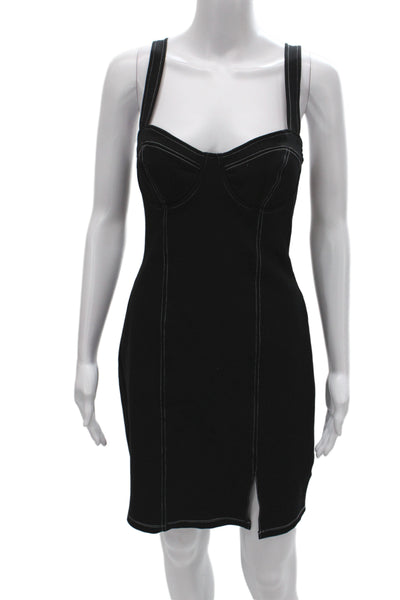 ASTR Womens Bodycon Mini Dress Black Sweetheart Sleeveless Zip Size M