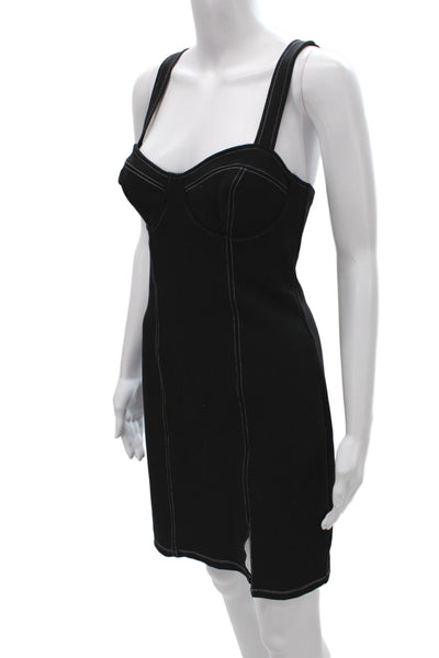 ASTR Womens Bodycon Mini Dress Black Sweetheart Sleeveless Zip Size M
