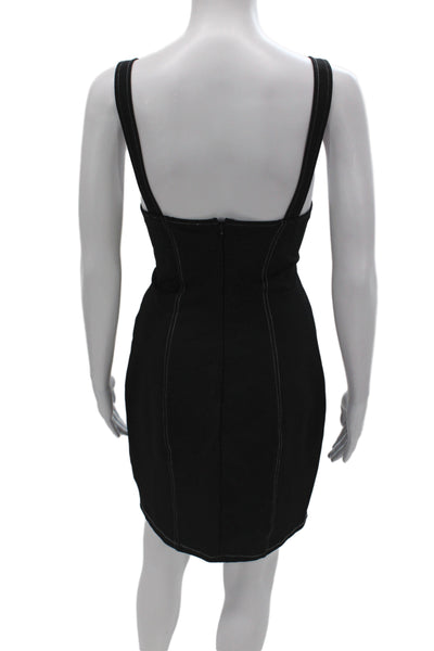ASTR Womens Bodycon Mini Dress Black Sweetheart Sleeveless Zip Size M